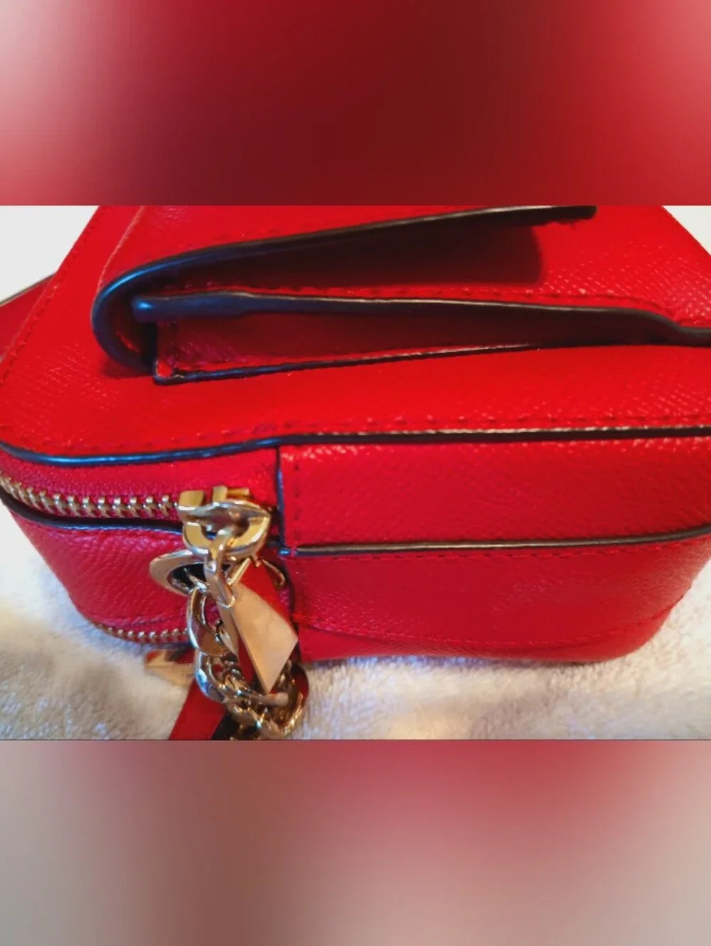 Michael Kors Red Leather Gold Chain Shoulder Bag